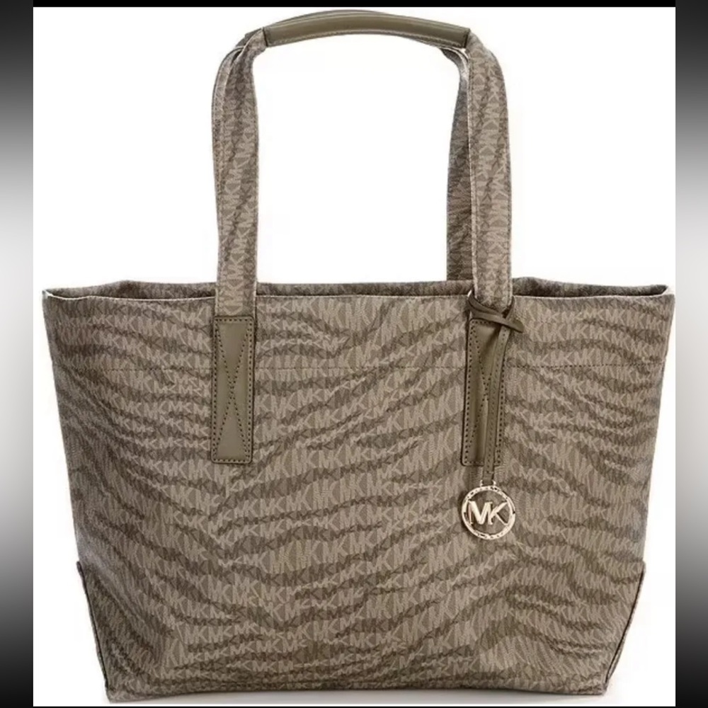 Michael Kors Black Signature Print Crossgrain Multi Compartment Bag Purse - Picture 1 of 11